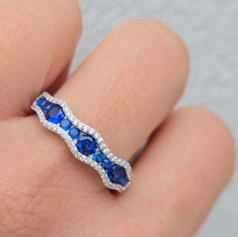 Blue And White Band Ring - Terciany 