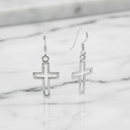 Open dangly cross earrings