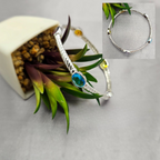 Sterling Silver Bangle With Rainbow Colour Stones - Terciany 