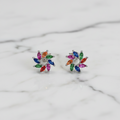 9mm Rainbow Coloured Flower Studs - Terciany 