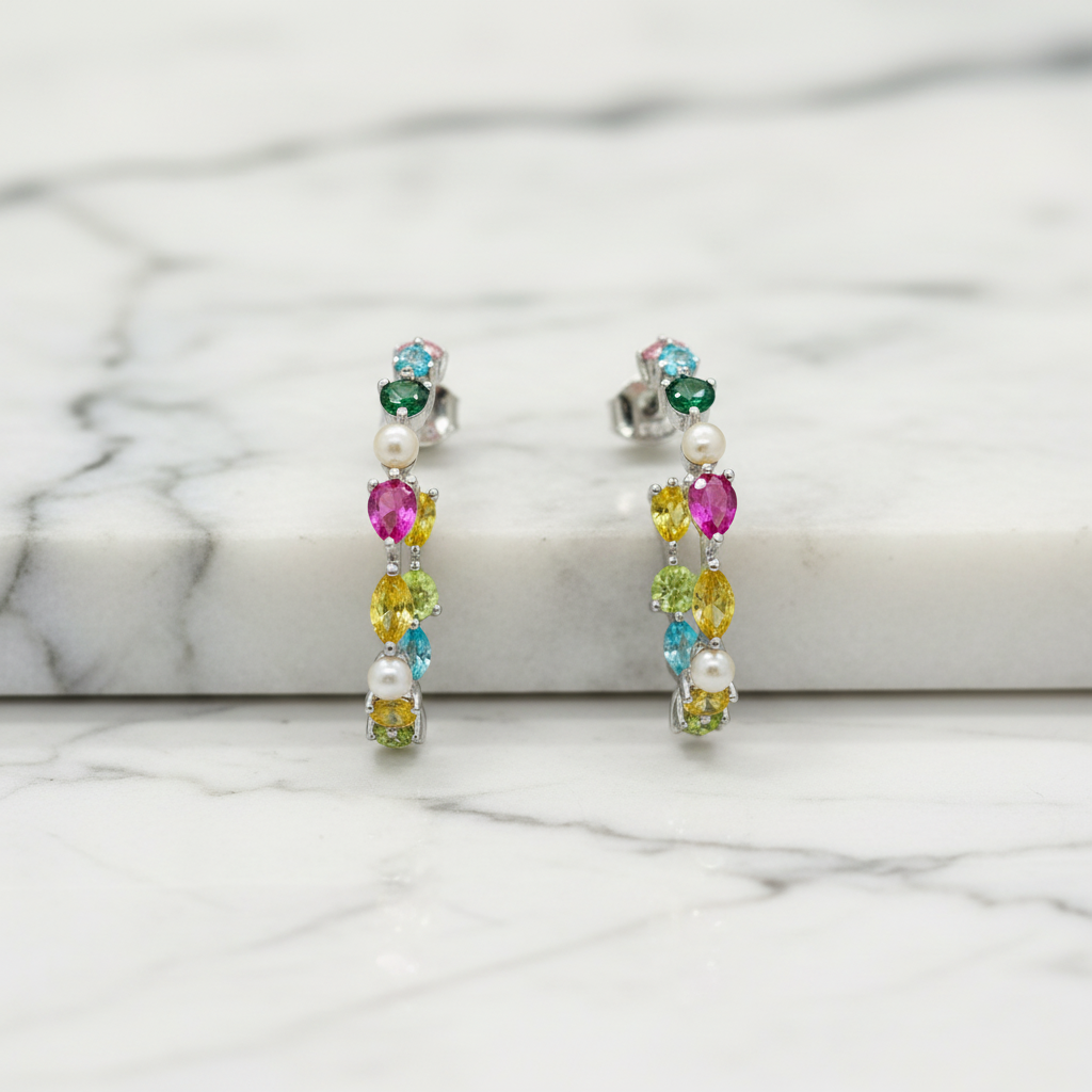 25mm Hoops With Inside And Outside Stone Detail - Terciany 