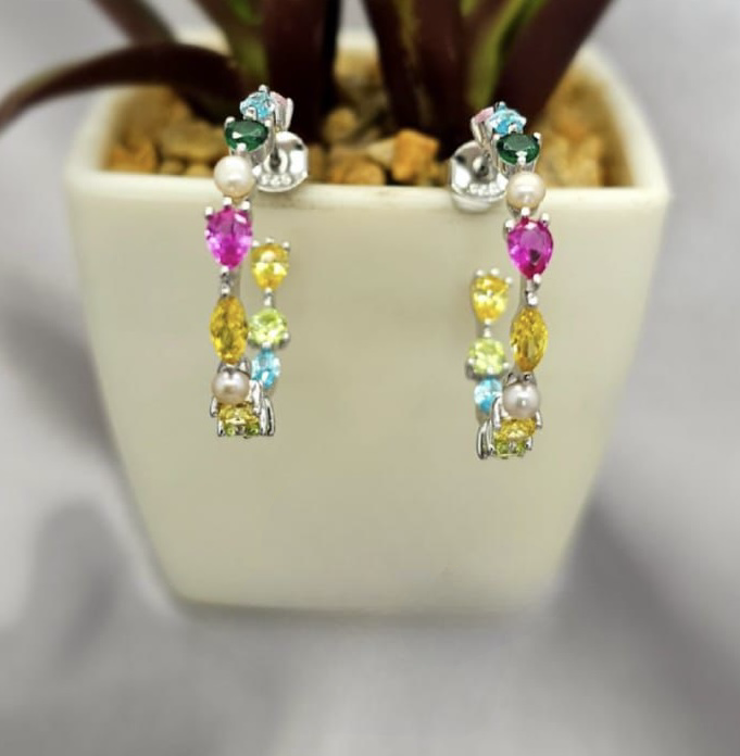 25Mm Hoops With Inside And Outside Stone Detail