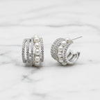Beautiful 17mm Hoops With Cubic Zirconia And Freshwater Pearl Detail - Terciany 