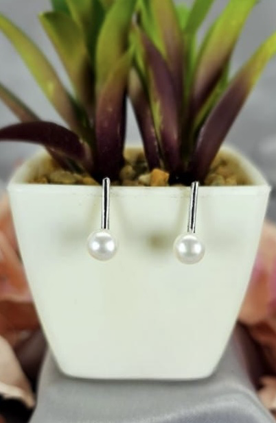 6mm Freshwater pearl on hook earrings