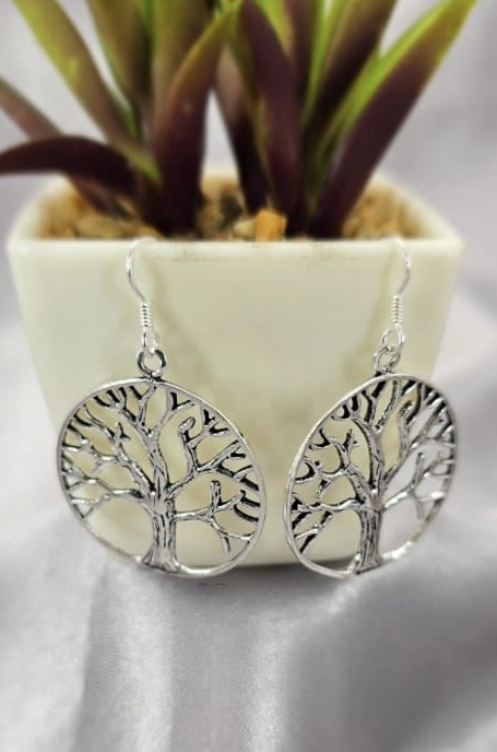 Large 27mm tree of life drop earrings