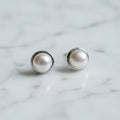 8mm Freshwater pearl stud earring with a tube setting - Terciany 