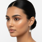 Sterling Silver Straight Line Pearl Earrings - Terciany 