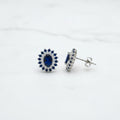 Oval Blue Queen Stud Earrings