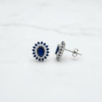 Oval Blue Queen Stud Earrings