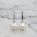 Sterling Silver Straight Line Pearl Earrings - Terciany 