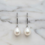 Sterling Silver Straight Line Pearl Earrings - Terciany 