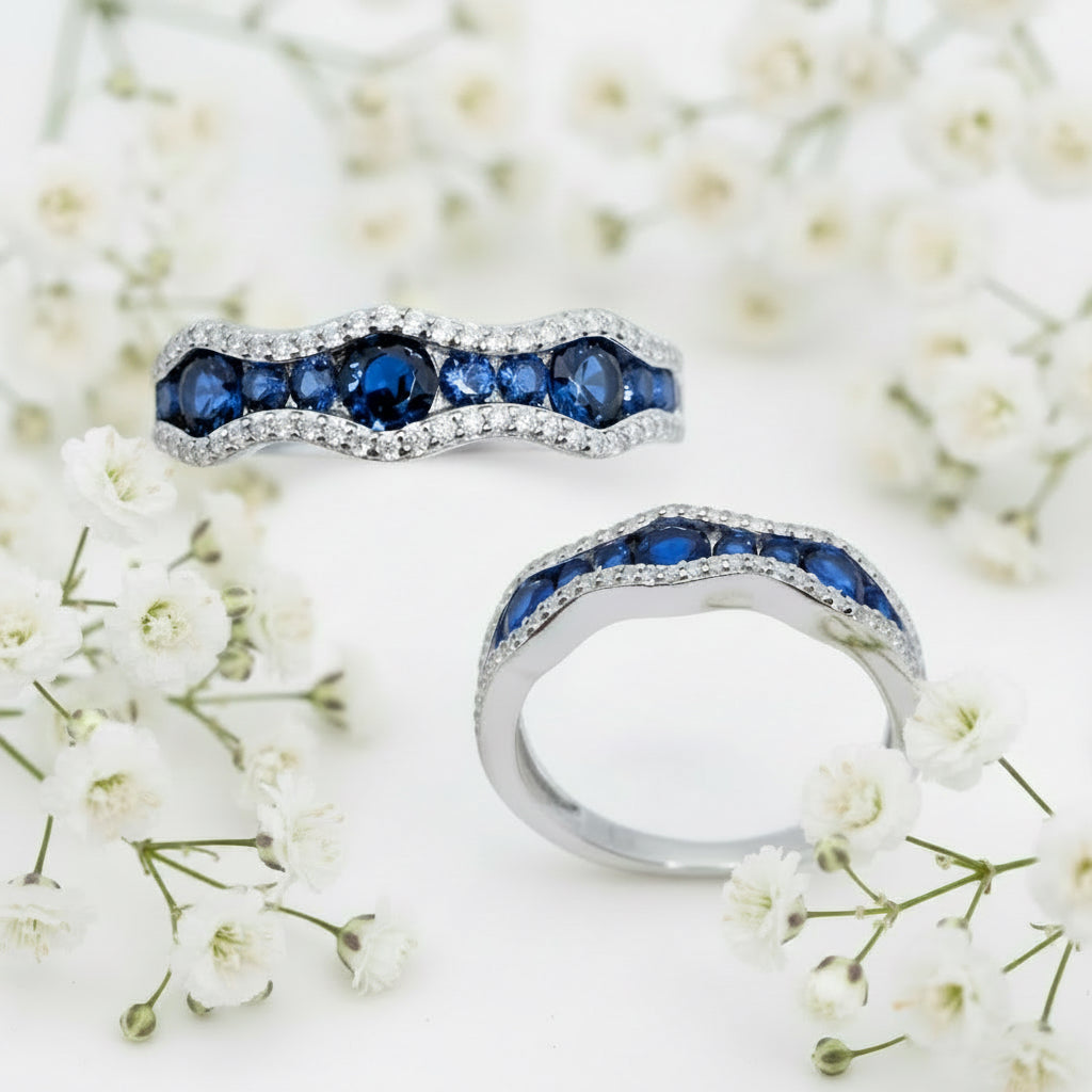 Blue And White Band Ring