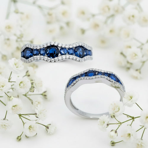 Blue And White Band Ring - Terciany 