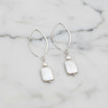 Pretty Rectangular White Freshwater Pearl Earrings - Terciany 