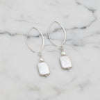 Pretty Rectangular White Freshwater Pearl Earrings - Terciany 