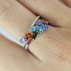 Stacks Of Rainbow Baguette Stones Ring - Terciany 
