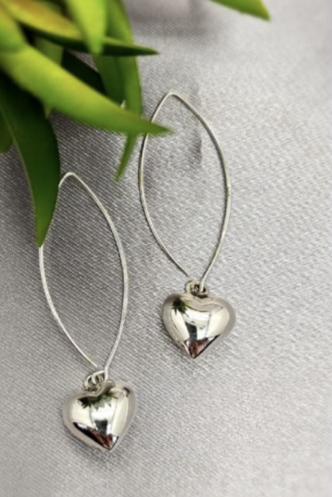 Sterling silver heart drop earrings