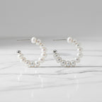 Sterling Silver Hoops With Lots Of 5 mm Freshwater Pearls - Terciany 