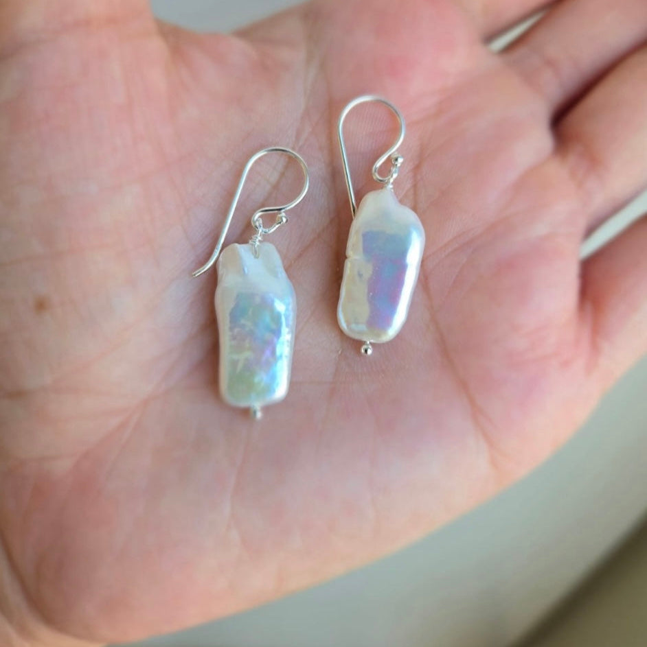 Rectangular Pearl Drop Earrings
