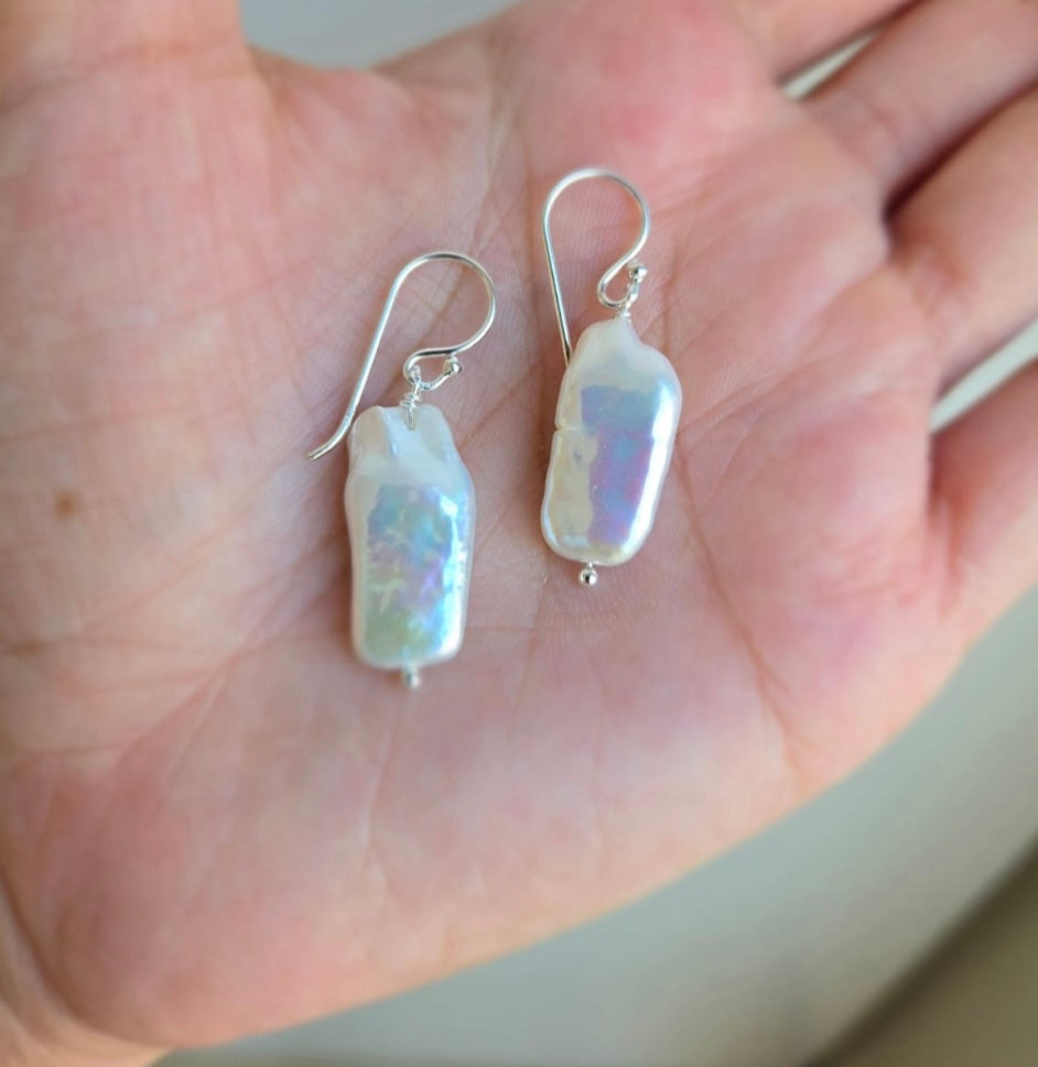 Rectangular Pearl Drop Earrings