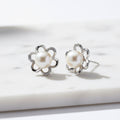 Sterling Silver Flower Pearl Studs - Terciany 