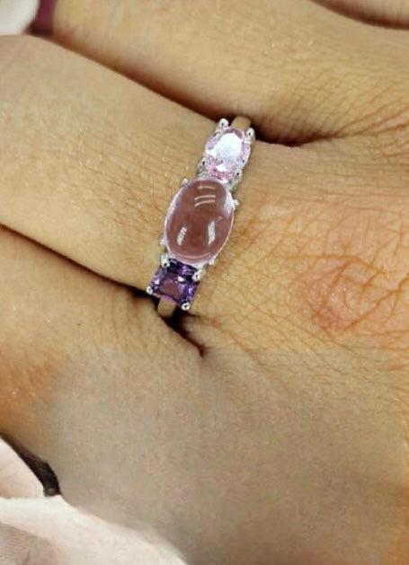 Sterling Silver Ring With Candy Floss Shades Of Pink Cubic Zirconia