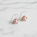 Flower Drop Earrings With Pink Pearl Inside - Terciany 