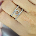 Cubic Zirconia Pavé Ring With Two Bands And Circle In Centre