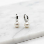 Cute Huggies With Freshwater Pearl Drop - Terciany 