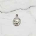 Double Circle Pendant With Cubic Zirconia Detail And Freshwater Pearl Centre - Terciany 