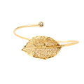 Ester Gold Aspen Leaf Bracelet with White Swarovski Crystal