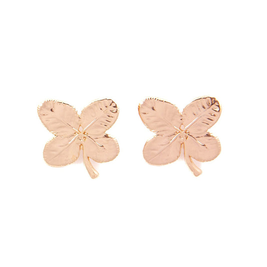 Ester Rose Gold Four-Leaf Clover Stud Earrings