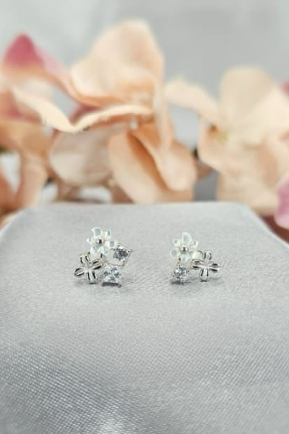 Three flower studs