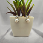 Sterling Silver Oval Stud With Pearl - Terciany 