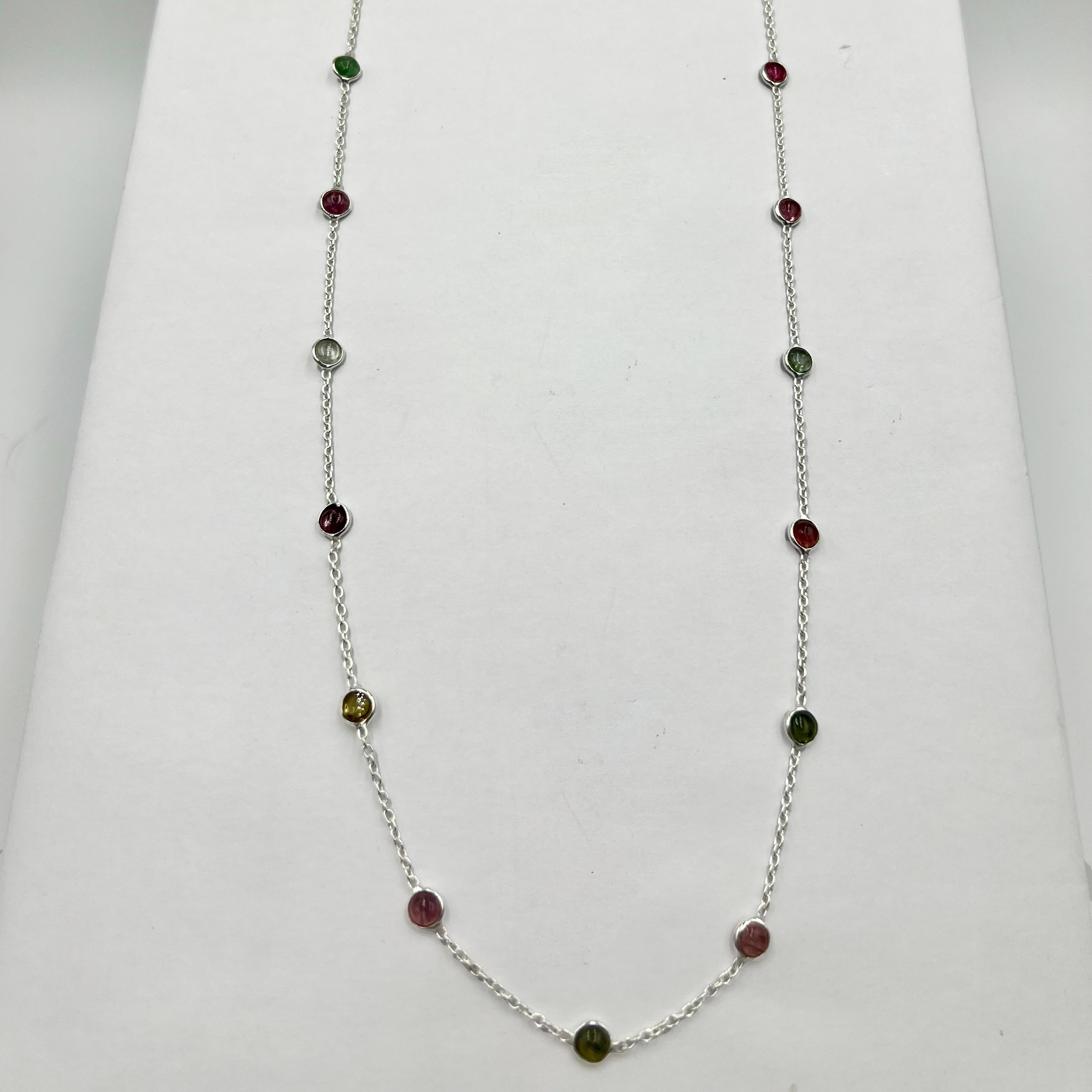 Tourmaline semi Precious stones drops necklace