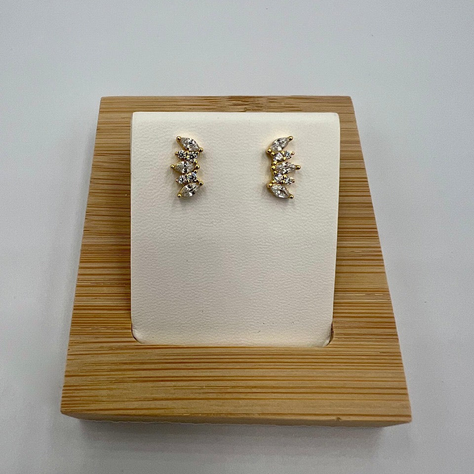 Gold Nicolá Crown Earrings