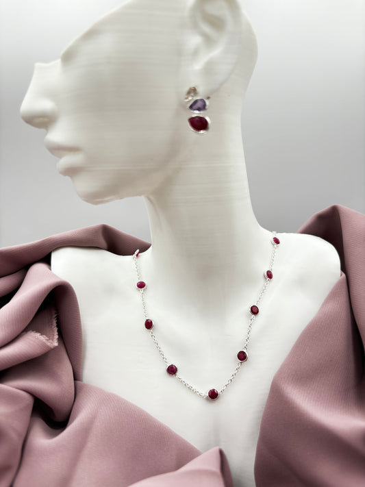 Ruby semi precious stones necklace