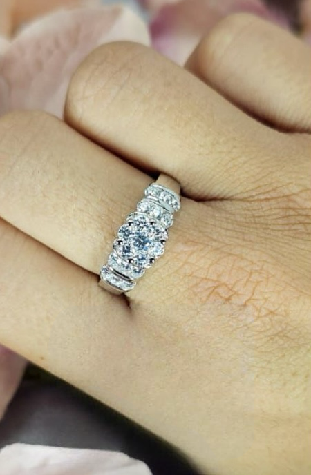 Sterling Silver Ring With Lots Of Cubic Zirconia Detail