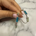 Sterling Silver Blue Semi-Precious Stone Hoop Earrings – 35mm