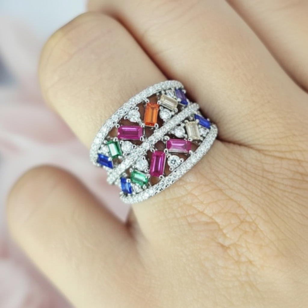 Baguette Rainbow And Bling Ring