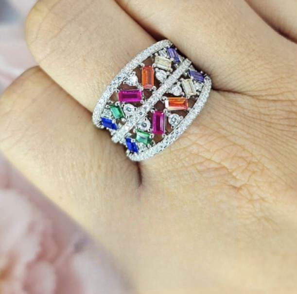 Baguette Rainbow And Bling Ring