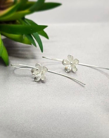 Silver Poppy Earrings