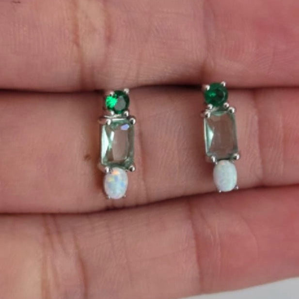 Shades of green stud earrings - Terciany 