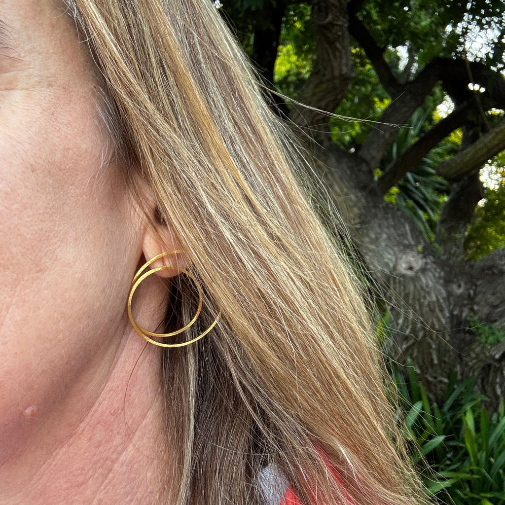 Large Double Circle Gold Earrings