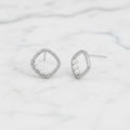 Square Stud With Cubic Zirconia Pavé And Three Freshwater Pearls - Terciany 