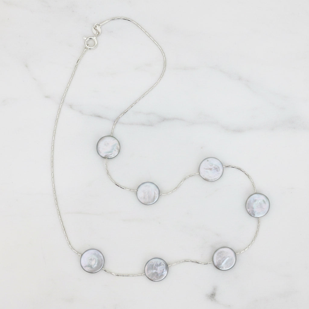 Grey Coin pearl necklace