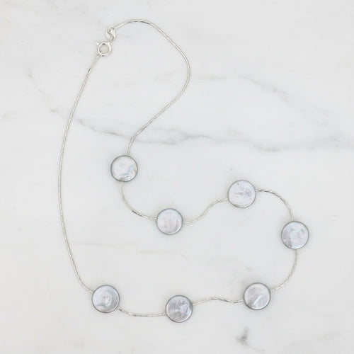 Grey Coin pearl necklace