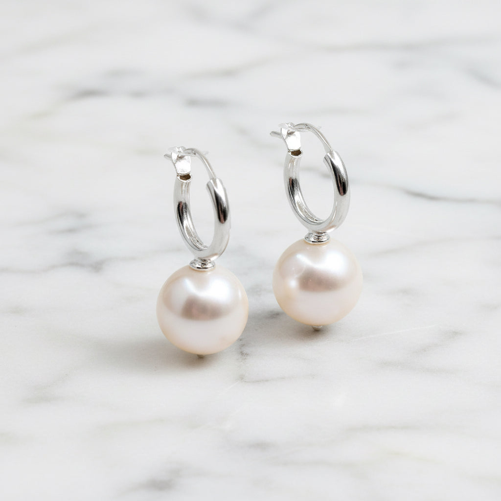 11 mm Freshwater Pearl On Comfy Huggy Hoop. - Terciany 