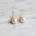 Gold Earrings With Stunning Freshwater Pearl On End - Terciany 