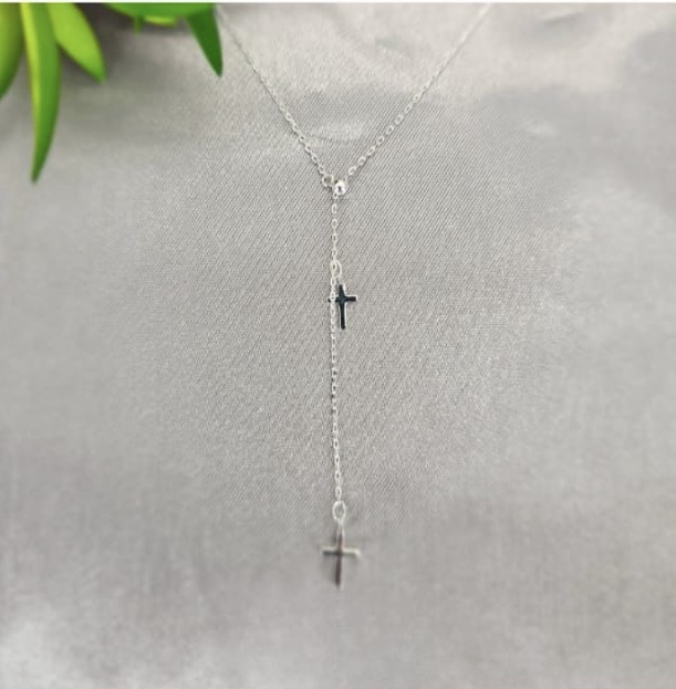 Double Cross slider necklace